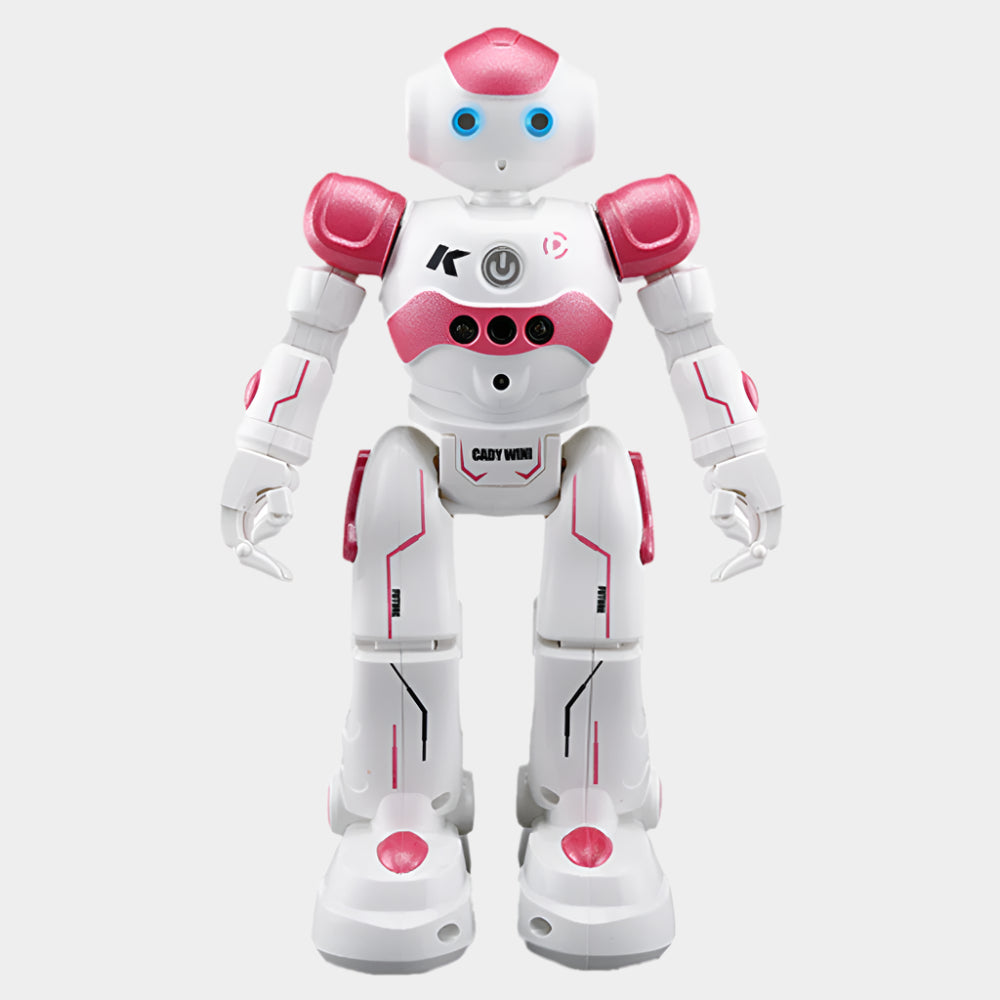 JJRC Cady Wini smart robot for kids, measuring 35 cm x 15 cm, featuring interactive control, dance mode, LED lights, and built-in rechargeable battery