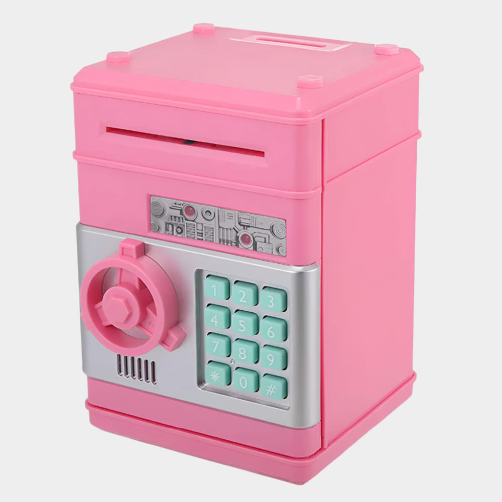 Electronic ATM-style piggy bank for kids with password lock, automatic cash intake, and sound effects – perfect for children aged 6 and up