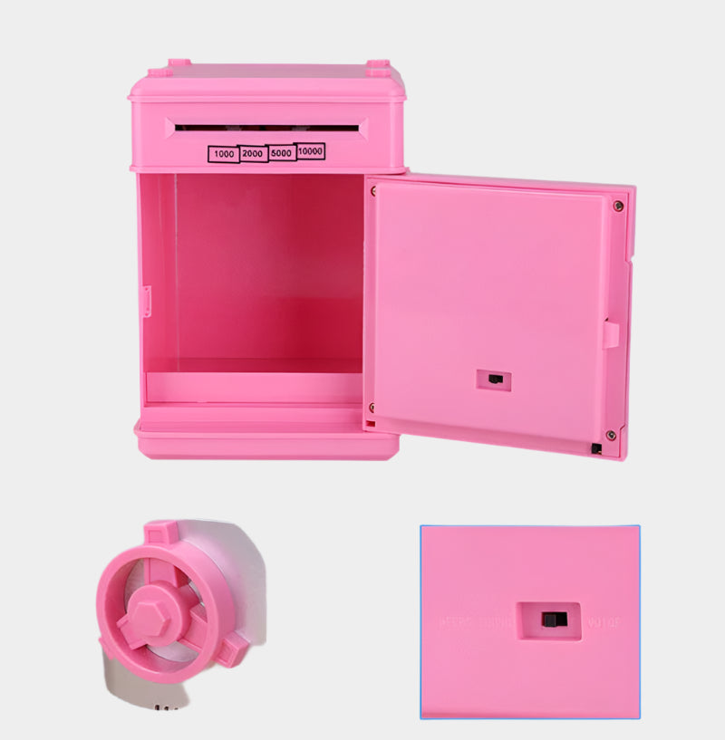 Electronic ATM-style piggy bank for kids with password lock, automatic cash intake, and sound effects – perfect for children aged 6 and up