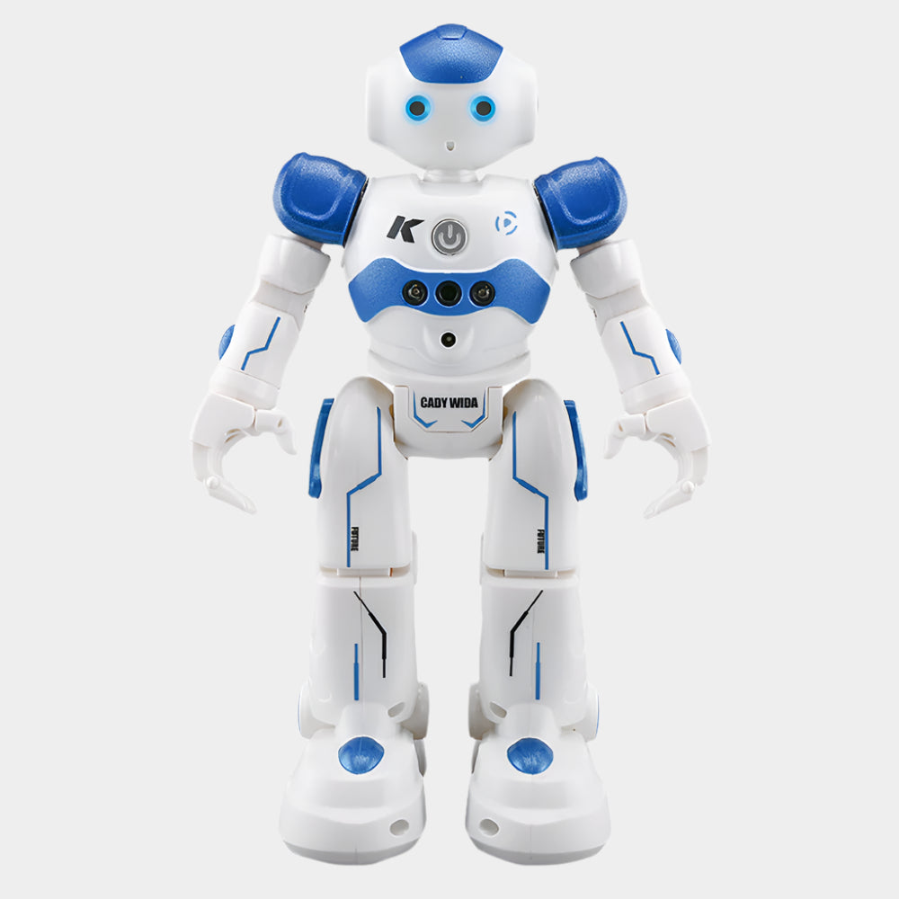 JJRC Cady Wini smart robot for kids, measuring 35 cm x 15 cm, featuring interactive control, dance mode, LED lights, and built-in rechargeable battery