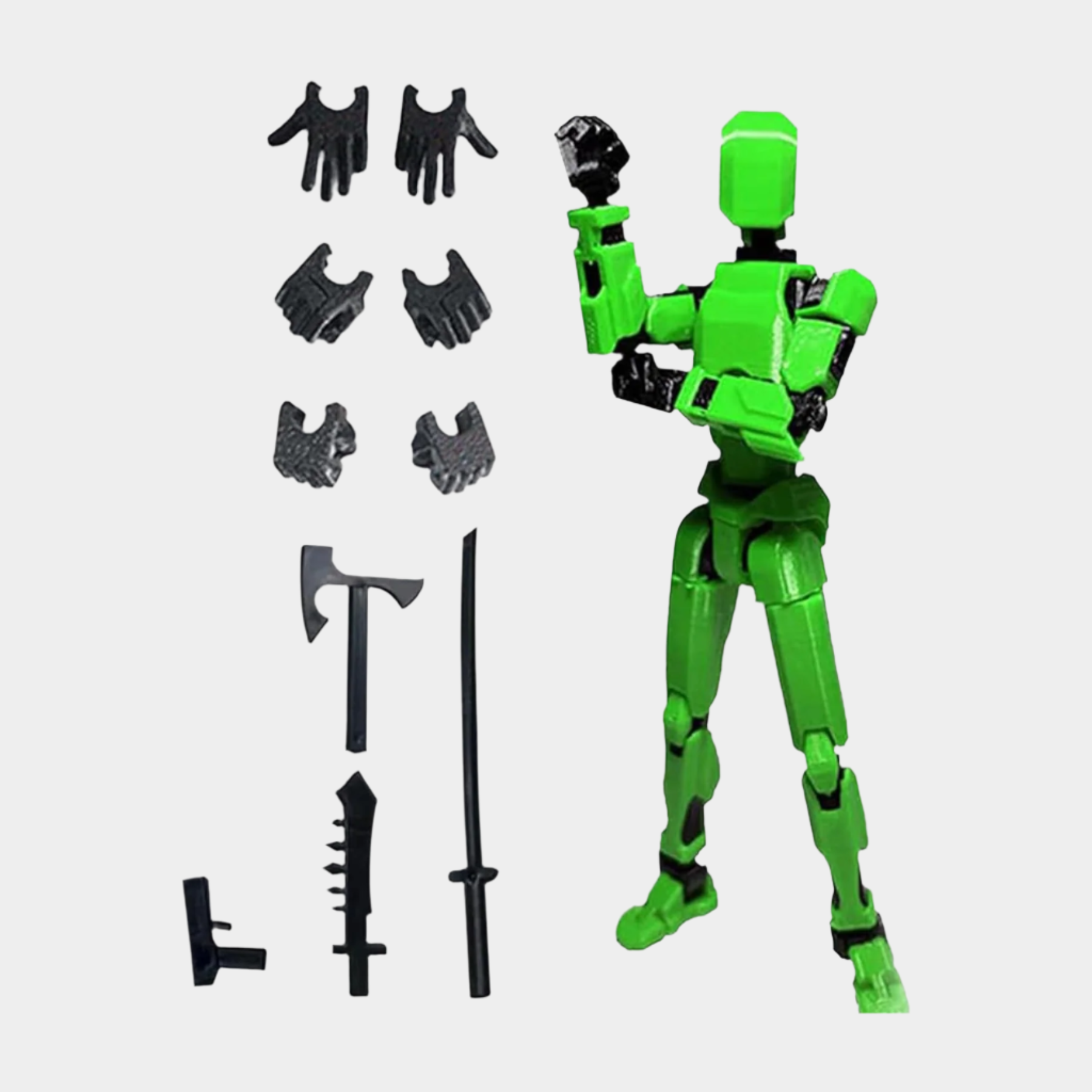 Articulated red robot action figure with multiple joints, made of durable plastic, measuring approximately 4 x 17 x 2 cm.