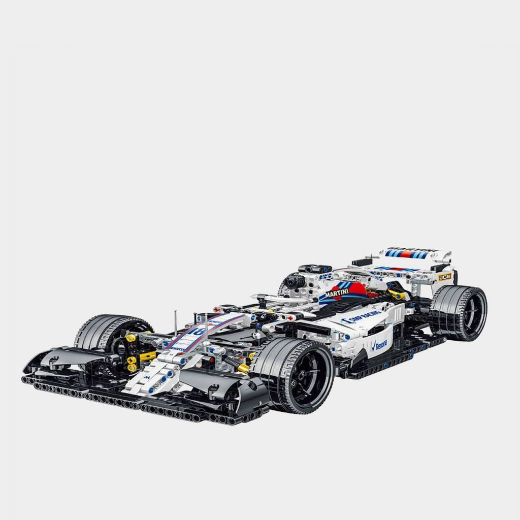 F1 Racing Car Building Kits featuring 1:14 scale models of Williams FW41, Ferrari SF90, Renault R.S., Jaguar R5, and Force India with 1100 high-precision pieces