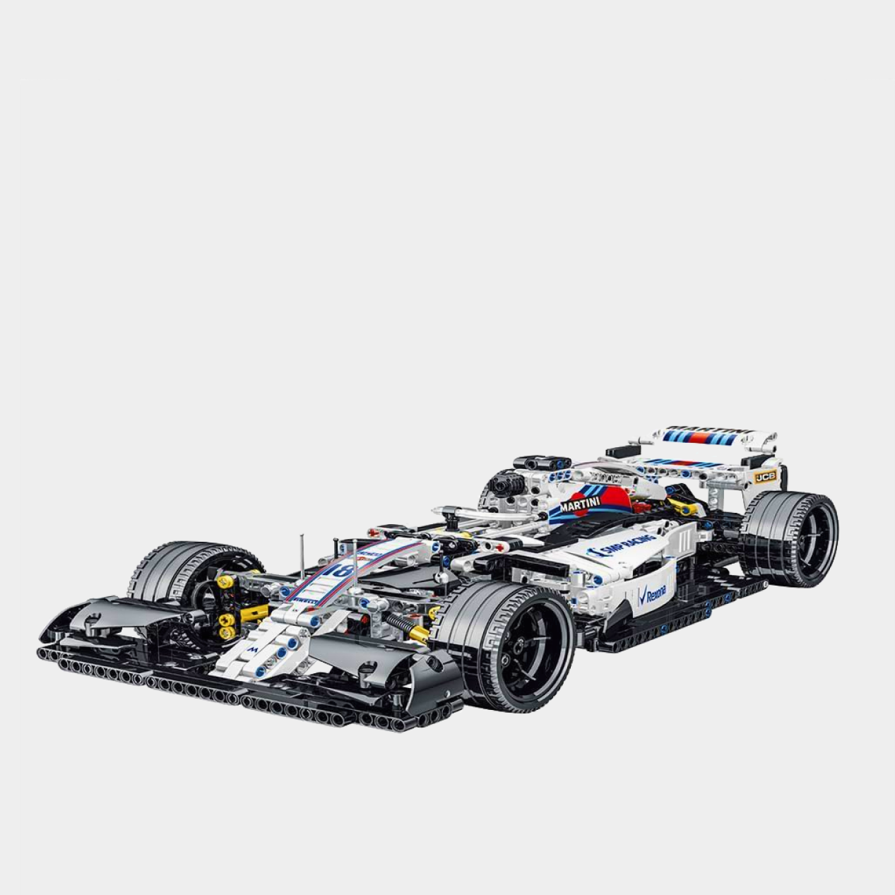 F1 Racing Car Building Kits featuring 1:14 scale models of Williams FW41, Ferrari SF90, Renault R.S., Jaguar R5, and Force India with 1100 high-precision pieces
