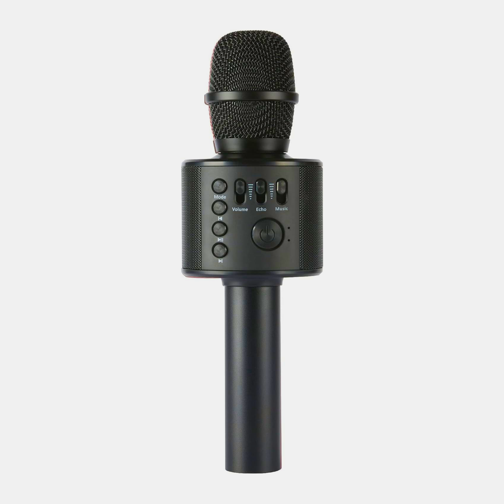 Wireless Bluetooth karaoke microphone with integrated speaker and colorful lights, perfect for kids and home use.