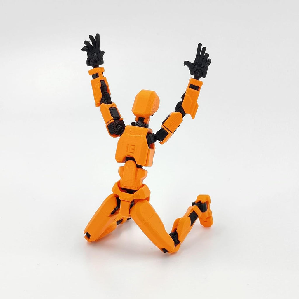 Articulated red robot action figure with multiple joints, made of durable plastic, measuring approximately 4 x 17 x 2 cm.