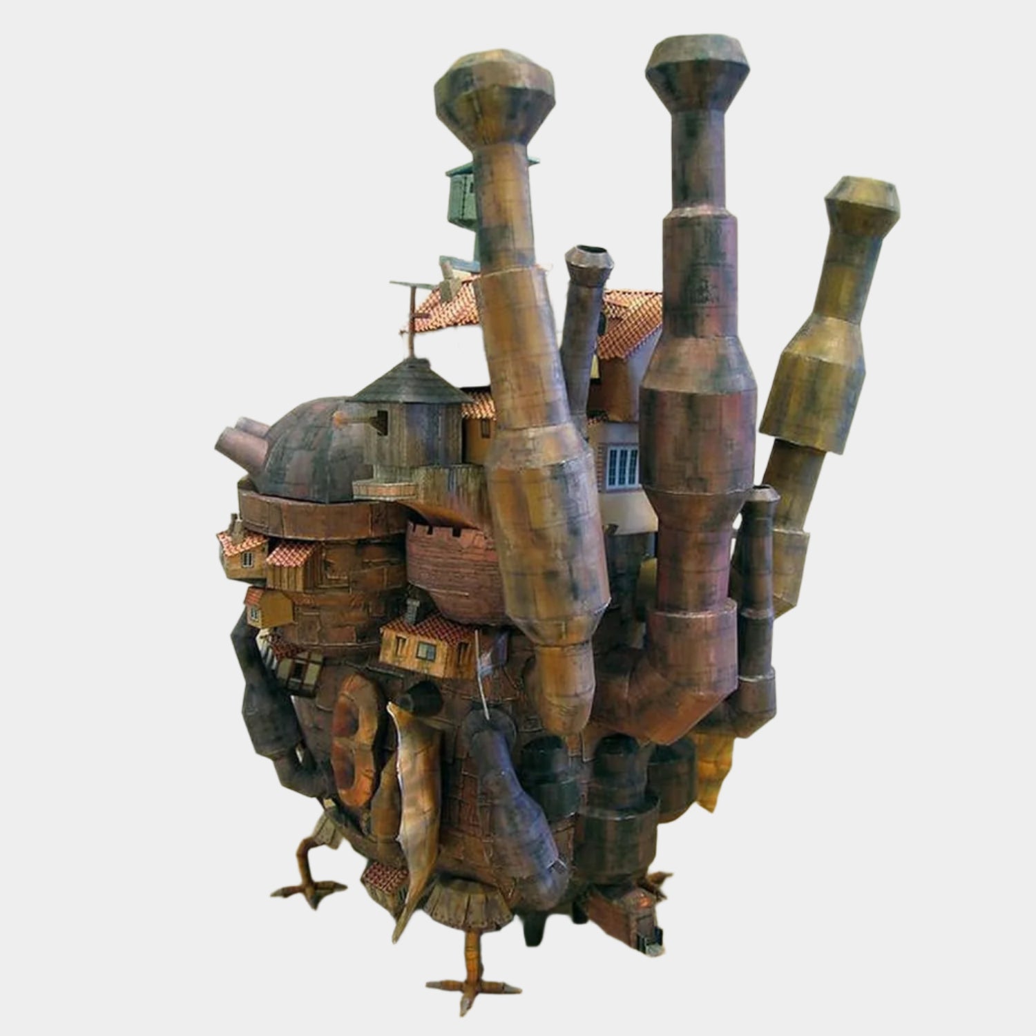 DIY papercraft model of Howl's Moving Castle, designed for a detailed, 50 cm tall display, packaged in a charming cartoon box