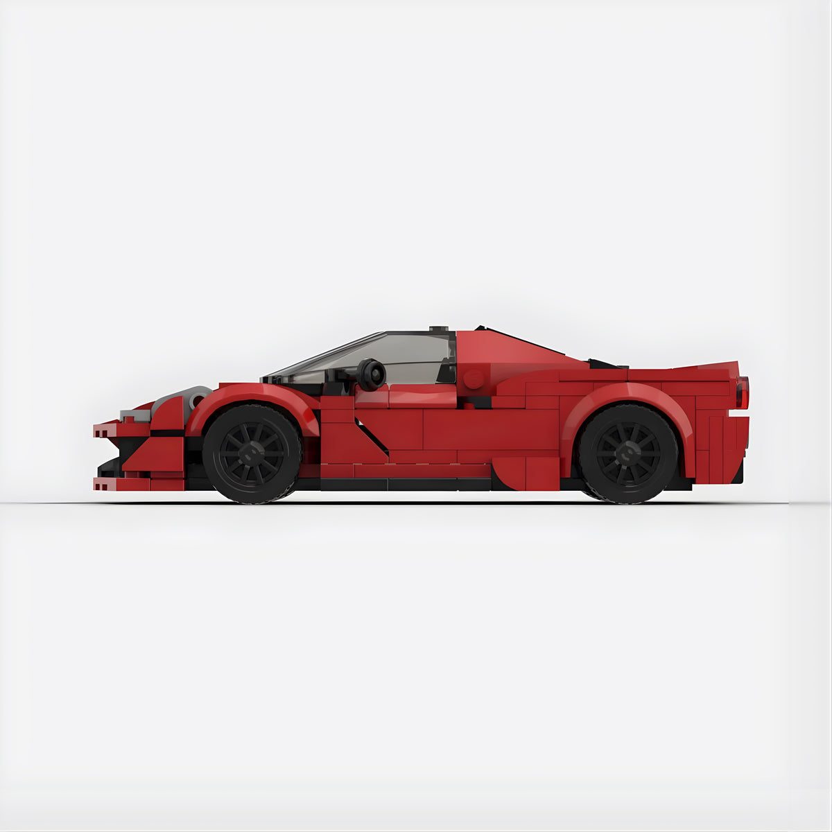 Ferrari 488 PISTA building blocks set with approximately 342 self-locking ABS pieces, finished model measuring 18 x 8 x 5 cm