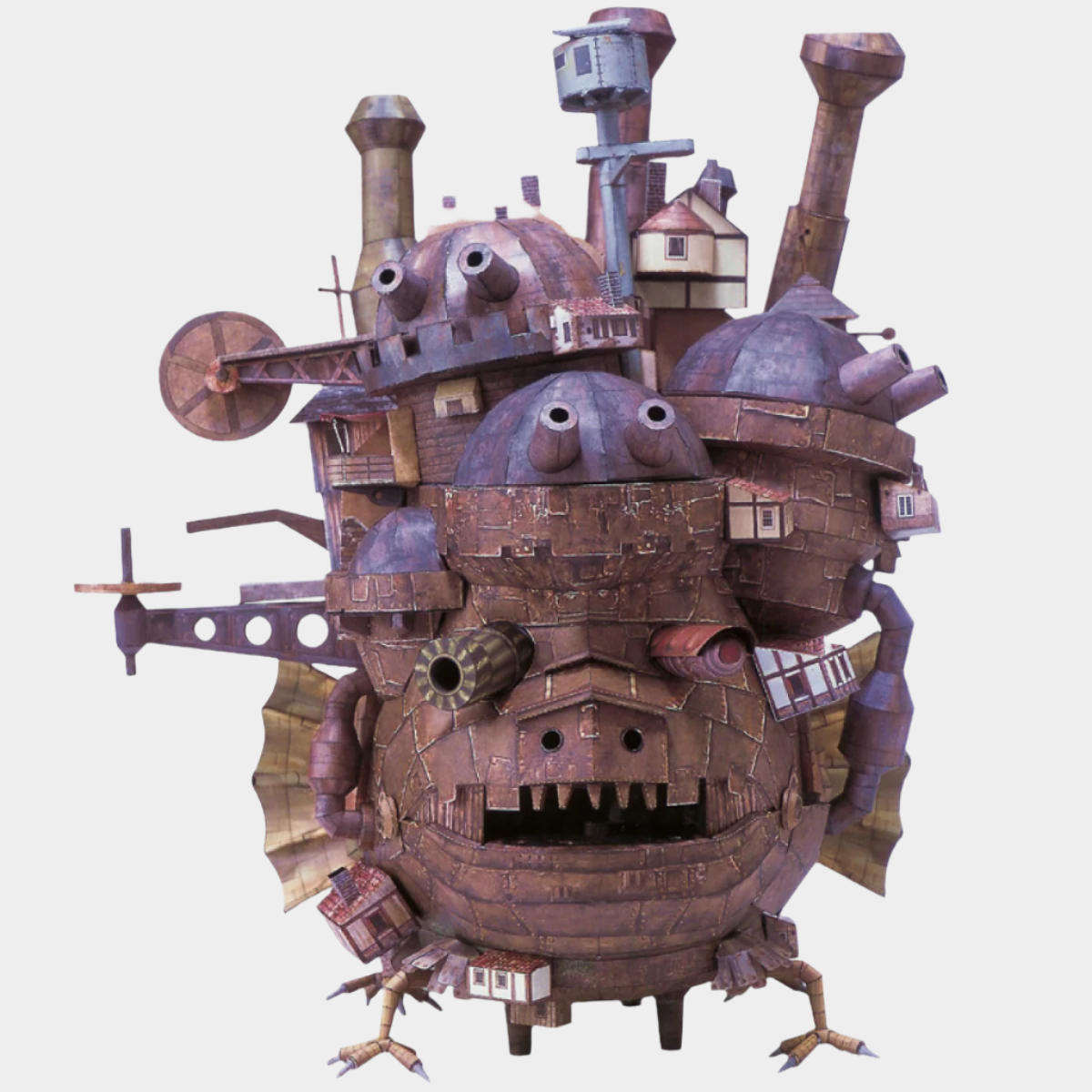 DIY papercraft model of Howl's Moving Castle, designed for a detailed, 50 cm tall display, packaged in a charming cartoon box