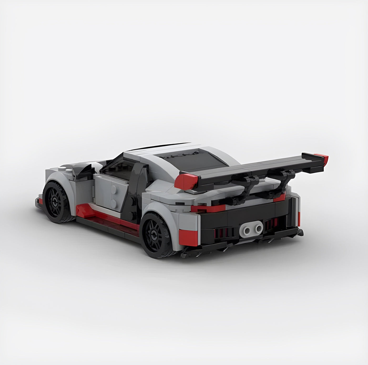 Audi R8 GT3 building blocks kit with 394+ self-locking bricks, made from durable ABS plastic, replicating the iconic racing car in a compact model
