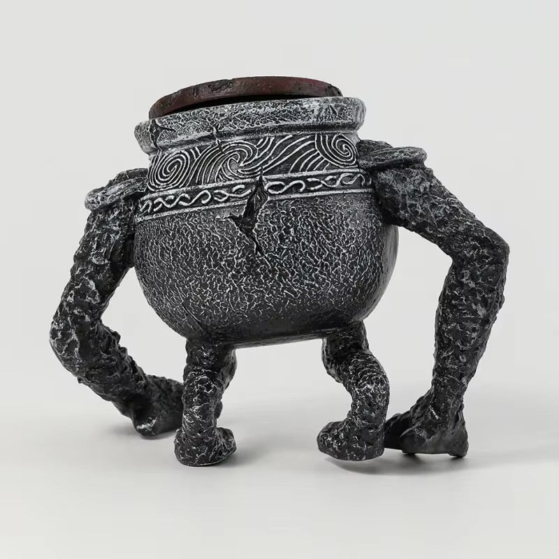 Hand-made resin flower pot ornament inspired by Elden Ring’s Warrior Pot Alexander, designed for gamers and collectors.