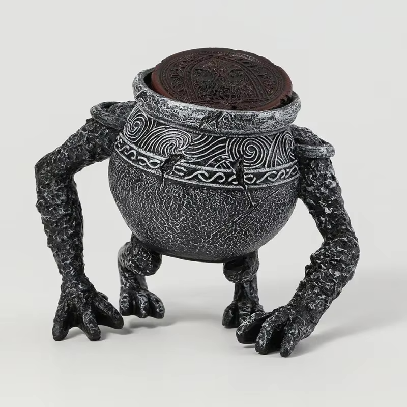 Hand-made resin flower pot ornament inspired by Elden Ring’s Warrior Pot Alexander, designed for gamers and collectors.