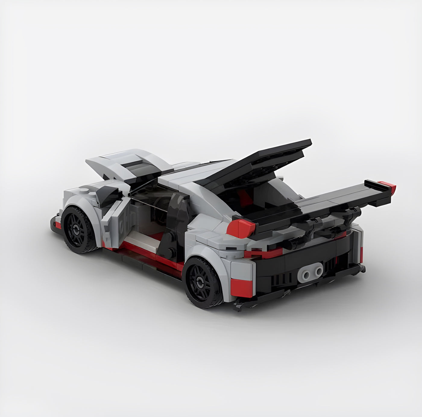 Audi R8 GT3 building blocks kit with 394+ self-locking bricks, made from durable ABS plastic, replicating the iconic racing car in a compact model