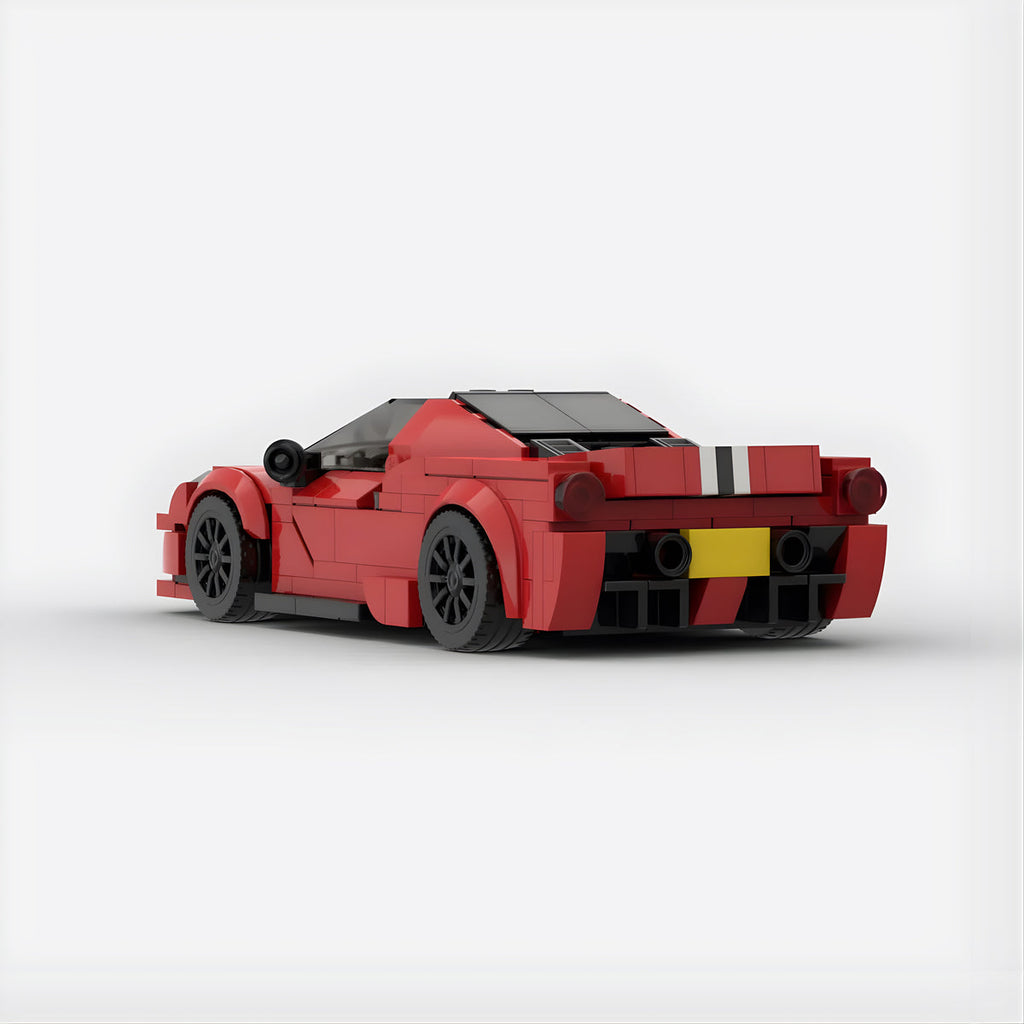 Ferrari 488 PISTA building blocks set with approximately 342 self-locking ABS pieces, finished model measuring 18 x 8 x 5 cm