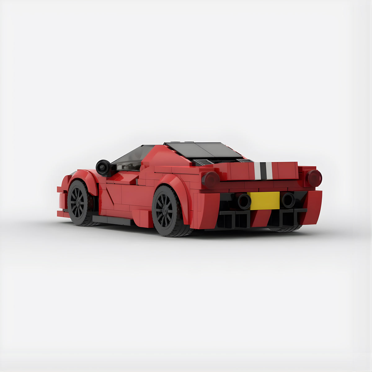 Ferrari 488 PISTA building blocks set with approximately 342 self-locking ABS pieces, finished model measuring 18 x 8 x 5 cm