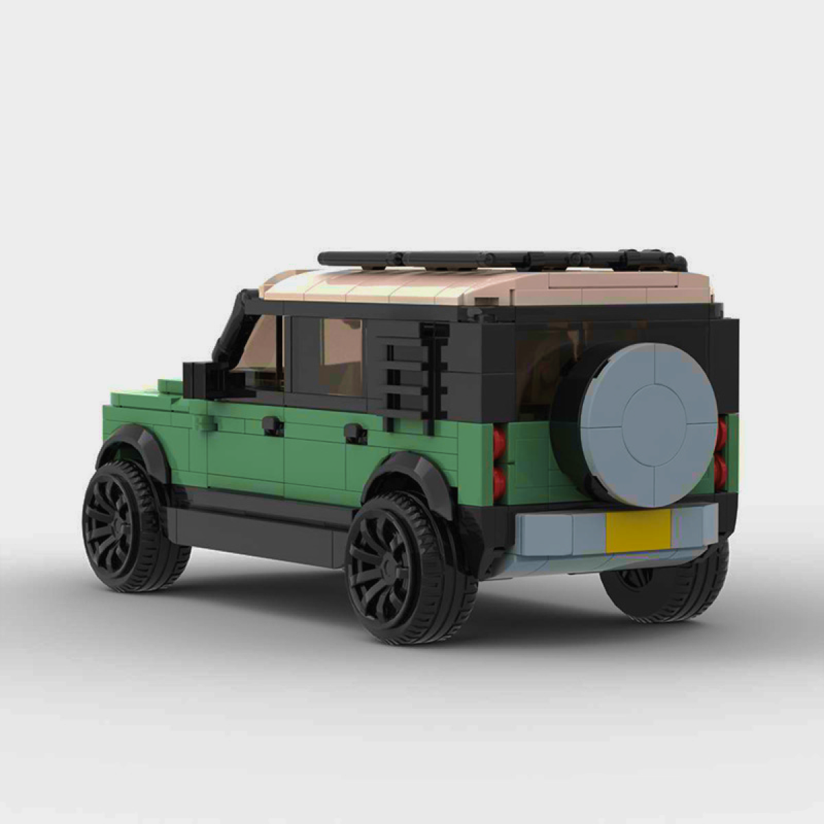 Land Rover Defender building blocks set made from durable ABS plastic, featuring self-locking bricks to construct a detailed model of the iconic Defender