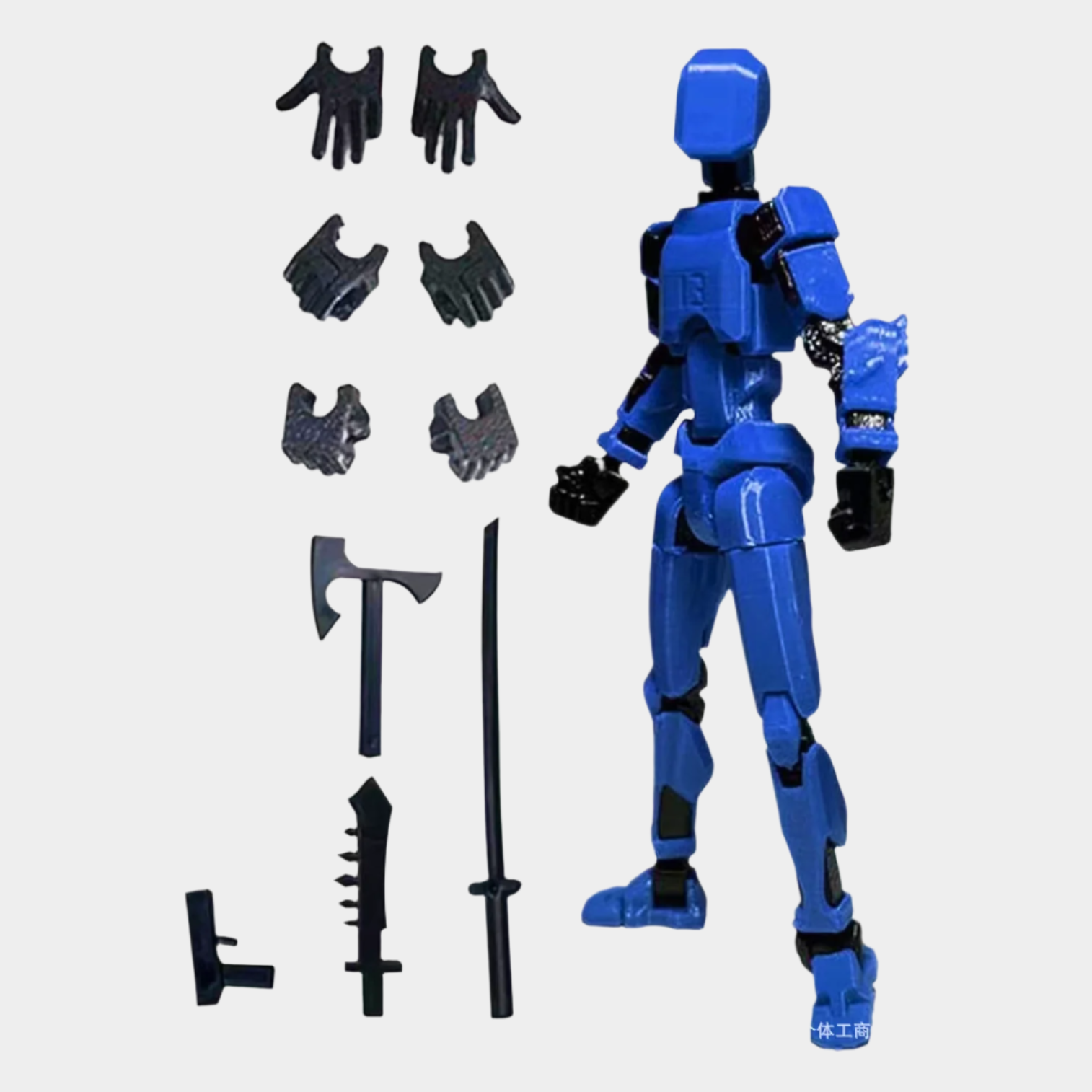 Articulated red robot action figure with multiple joints, made of durable plastic, measuring approximately 4 x 17 x 2 cm