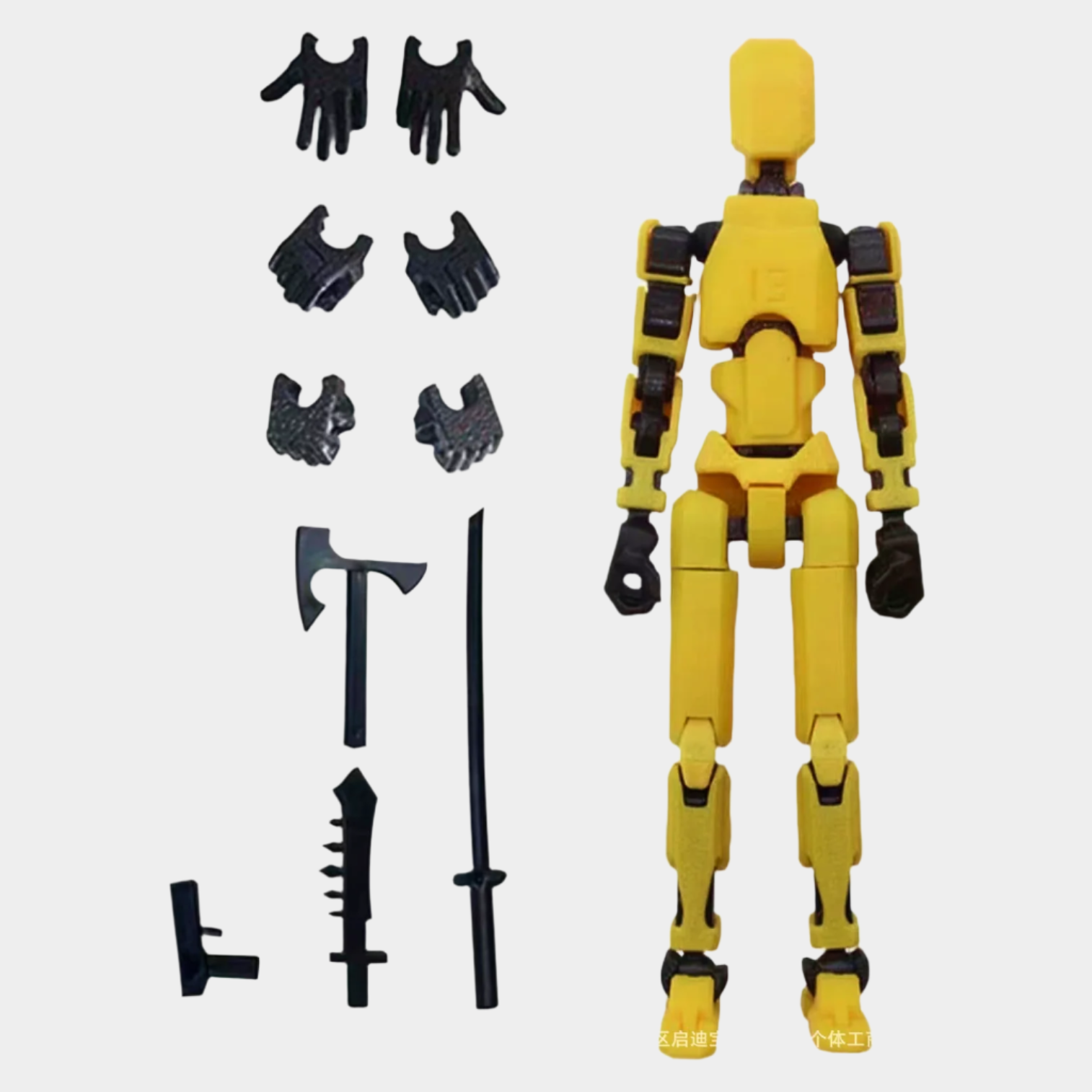 Articulated red robot action figure with multiple joints, made of durable plastic, measuring approximately 4 x 17 x 2 cm