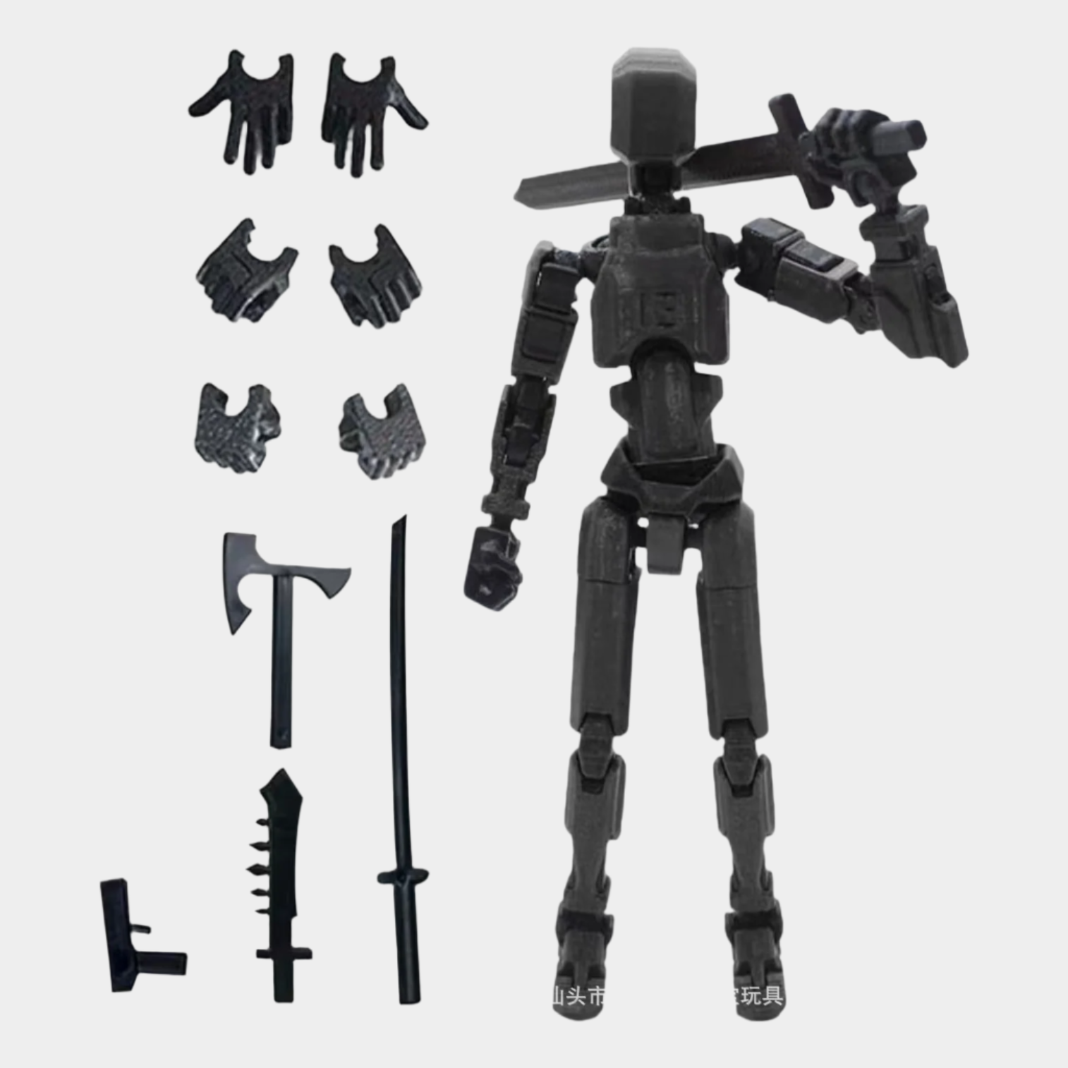 Articulated red robot action figure with multiple joints, made of durable plastic, measuring approximately 4 x 17 x 2 cm