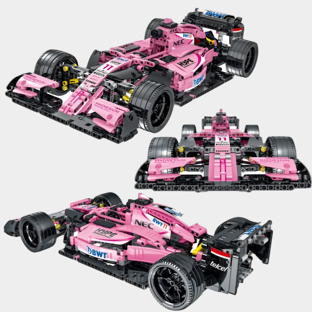 F1 Racing Car Building Kits featuring 1:14 scale models of Williams FW41, Ferrari SF90, Renault R.S., Jaguar R5, and Force India with 1100 high-precision pieces