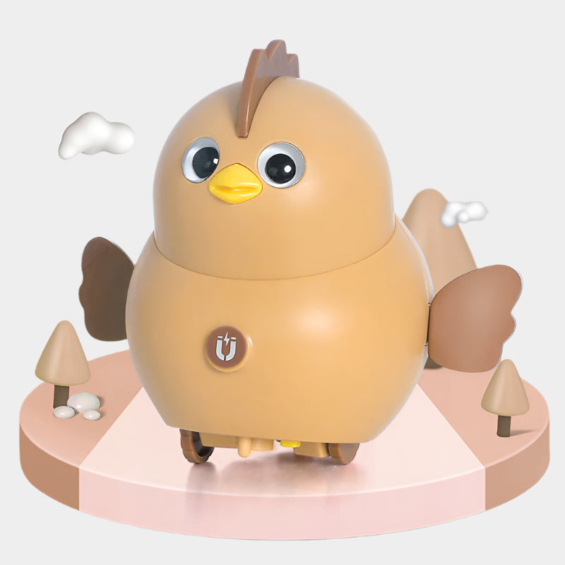 Electric Magnetic Swing Chicken Squad Toy featuring playful magnetic chickens that swing, walk, and open their wings, made from safe, durable plastic, packaged in a colorful gift box