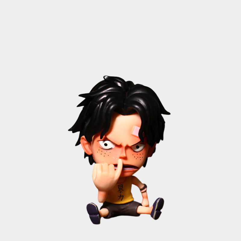 One Piece Q-Version figures set featuring adorable big head sitting dolls made from high-quality PVC, approx. 7.8–9.8 cm tall, in a blind box