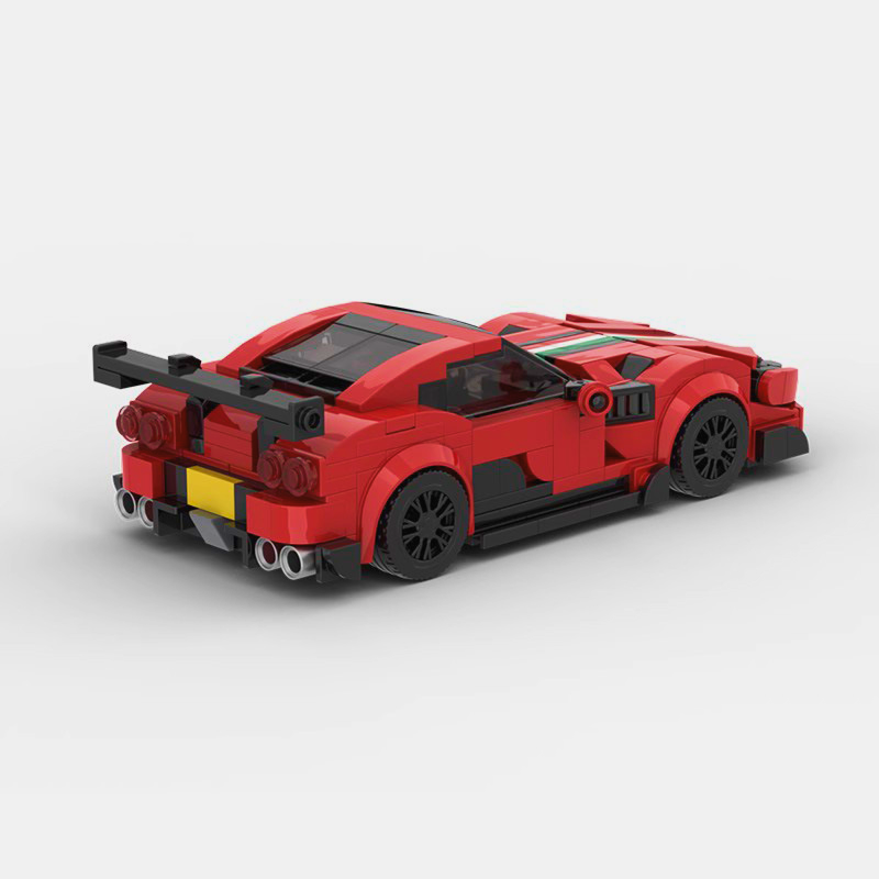 Ferrari 812 GTS V12 building blocks set featuring approximately 381 self-locking ABS plastic pieces, finished model measuring 15 x 7 x 4.8 cm