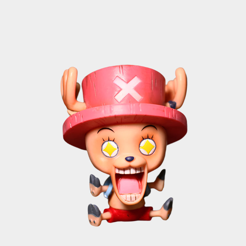 One Piece Q-Version figures set featuring adorable big head sitting dolls made from high-quality PVC, approx. 7.8–9.8 cm tall, in a blind box
