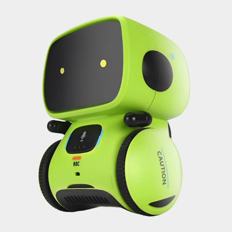 Interactive smart robot with voice and touch control, featuring Ukrainian language commands, touch sensors, and dynamic music and dance moves