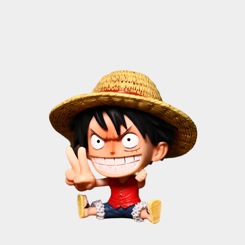 One Piece Q-Version figures set featuring adorable big head sitting dolls made from high-quality PVC, approx. 7.8–9.8 cm tall, in a blind box