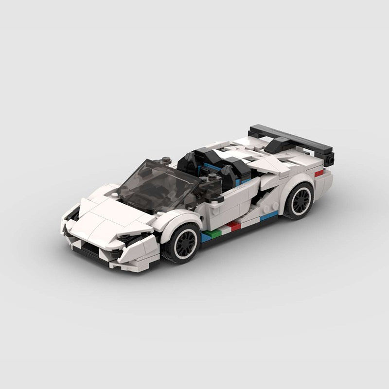 Lamborghini Aventador SVJ building blocks set featuring approximately 269 small self-locking ABS bricks, creating a detailed model measuring 15 x 7 x 4.8 cm