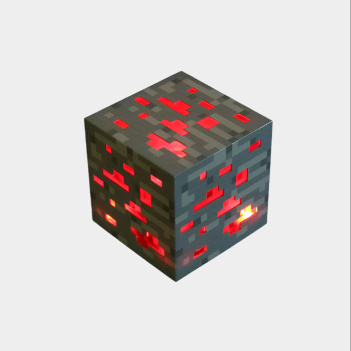 Minecraft My World Torch Lamp toy featuring a rechargeable battery and flash function, made of ABS plastic, measuring 7.5 x 7.5 cm