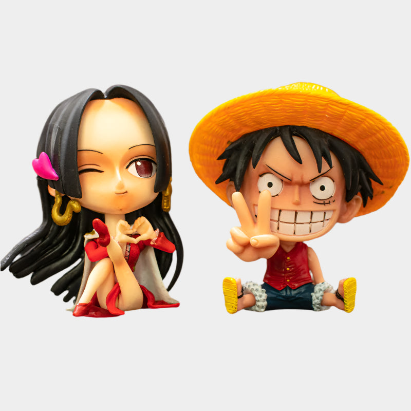 One Piece Q-Version figures set featuring adorable big head sitting dolls made from high-quality PVC, approx. 7.8–9.8 cm tall, in a blind box