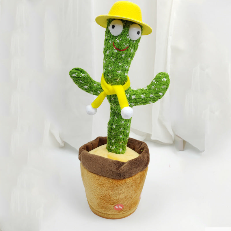 Interactive dancing cactus plush with a colorful poncho and sombrero, singing and dancing, approximately 32 cm tall
