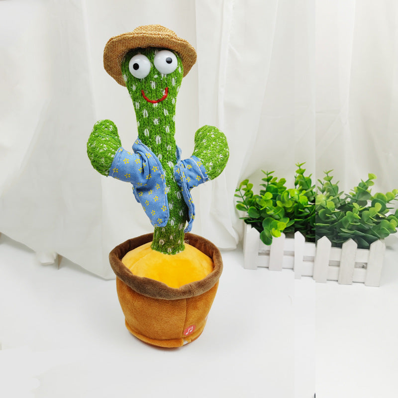 Interactive dancing cactus plush with a colorful poncho and sombrero, singing and dancing, approximately 32 cm tall
