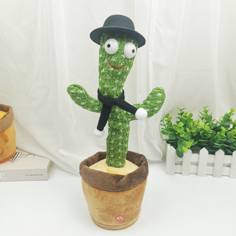 Interactive dancing cactus plush with a colorful poncho and sombrero, singing and dancing, approximately 32 cm tall