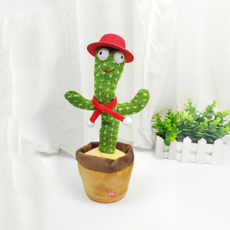 Interactive dancing cactus plush with a colorful poncho and sombrero, singing and dancing, approximately 32 cm tall