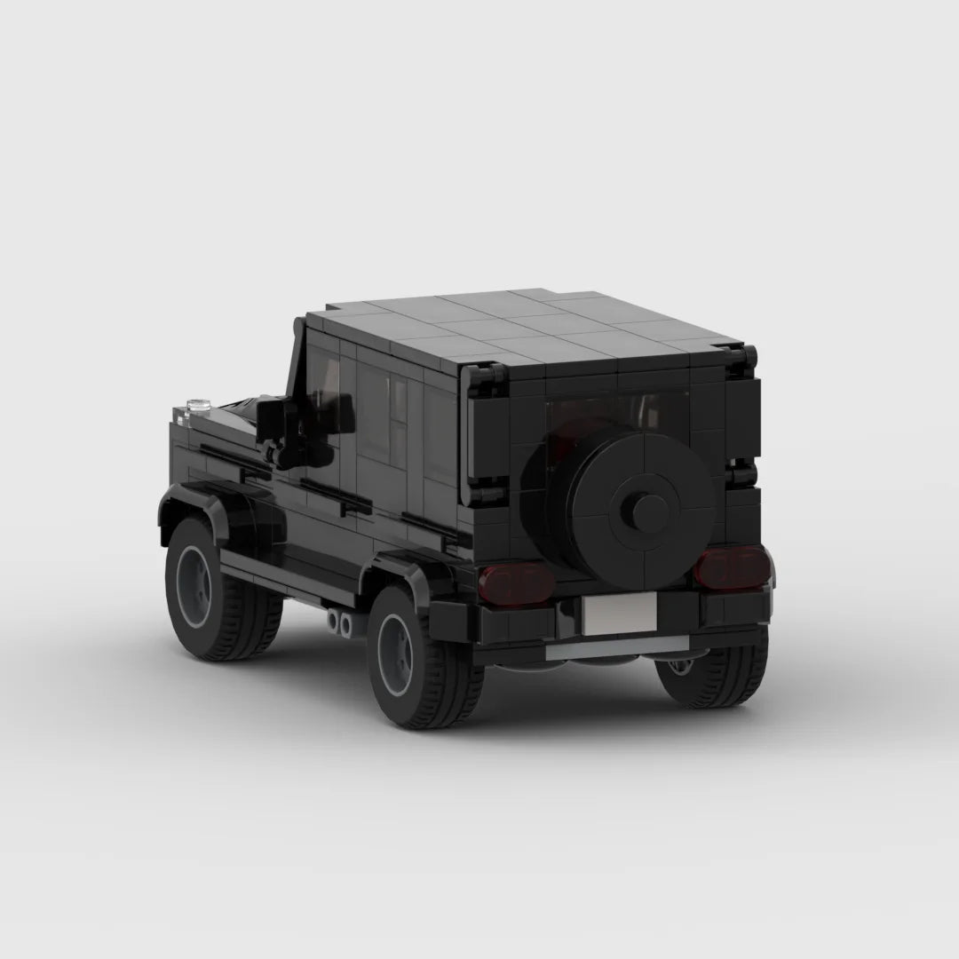 Mercedes G63 AMG building blocks set featuring self-locking ABS plastic bricks to construct a detailed model measuring approximately 16 x 8 x 5 cm