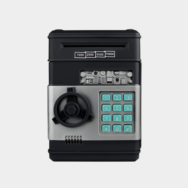 Electronic ATM-style piggy bank for kids with password lock, automatic cash intake, and sound effects – perfect for children aged 6 and up