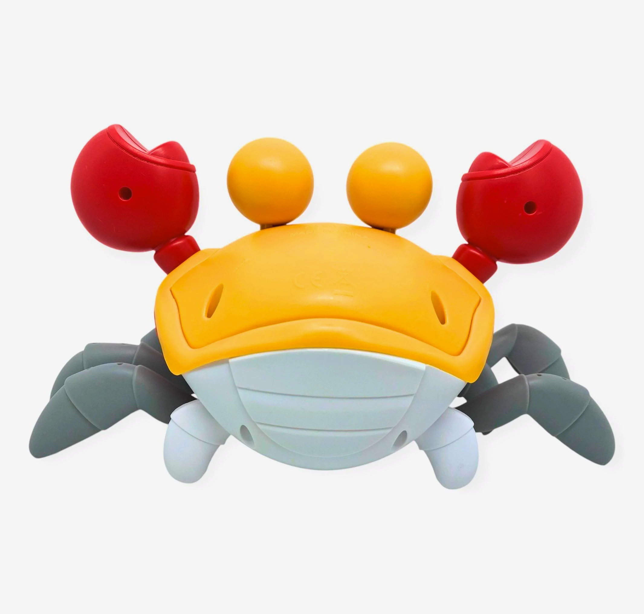 Cute dancing crab interactive toy with cheerful music and lights, made of child-safe plastic, ideal for kids aged 3-8
