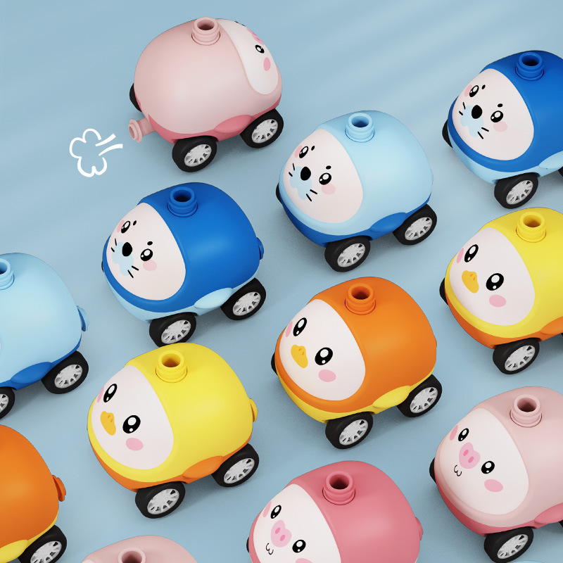 Pig-shaped aerodynamic balloon car educational toy made from durable ABS plastic for kids aged 7-14, demonstrating fun physics in action