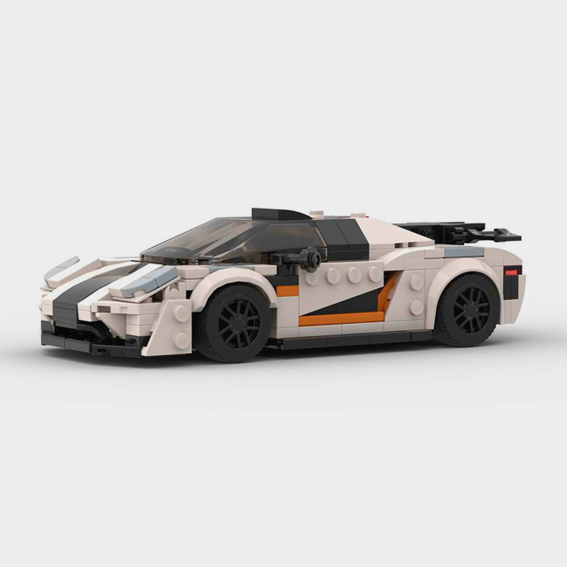 Koenigsegg ONE:1 building blocks set featuring self-locking ABS plastic bricks to construct a detailed supercar model, measuring approximately 8.5 x 19 x 8 cm