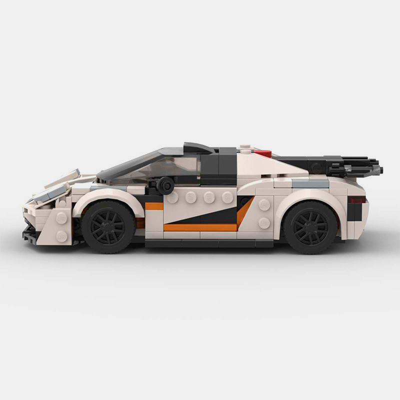 Koenigsegg ONE:1 building blocks set featuring self-locking ABS plastic bricks to construct a detailed supercar model, measuring approximately 8.5 x 19 x 8 cm