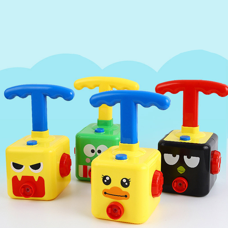 Power Balloon Launch Toy Set with pump, cars, flying figures, and a balloon-powered crab, perfect for interactive play