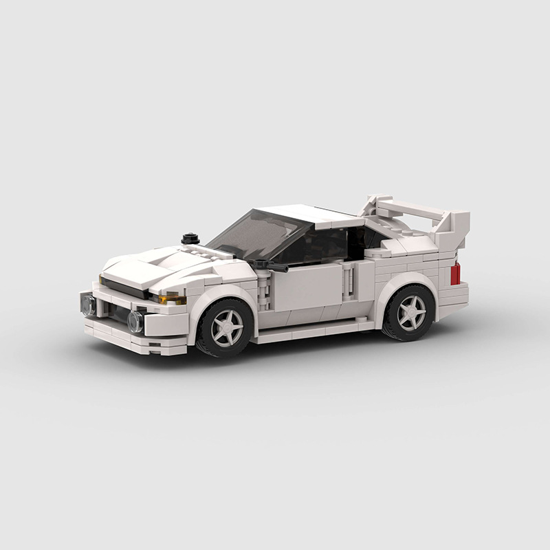 Mitsubishi Lancer EVO building blocks set with 352 pieces, made from durable ABS plastic, forming a detailed model measuring approximately 15.6 x 8 x 5 cm