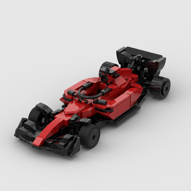 Ferrari F1 building blocks set with approximately 331 self-locking ABS plastic pieces, finished model measuring 18 x 8 x 5 cm