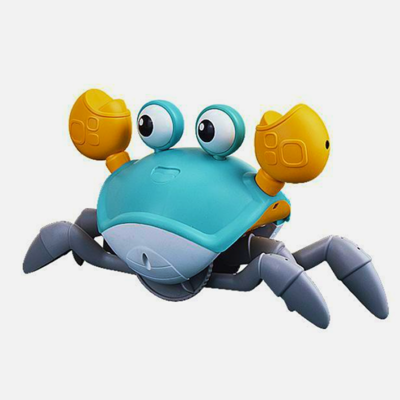 Cute dancing crab interactive toy with cheerful music and lights, made of child-safe plastic, ideal for kids aged 3-8