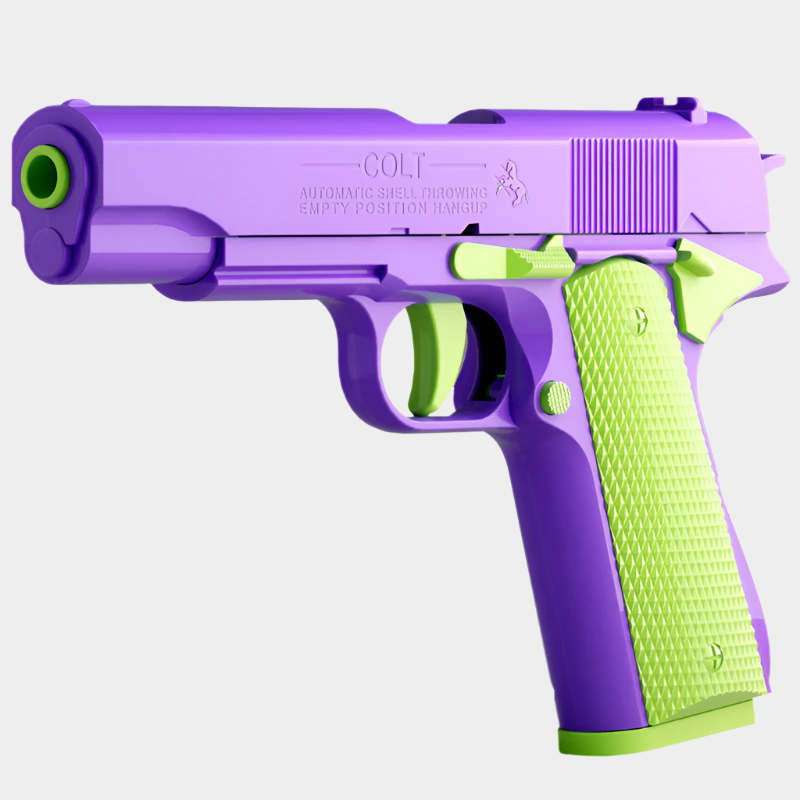 Simulation toy gun modeled after the Colt 1911, made of durable ABS plastic with a continuous shell-pushing mechanism