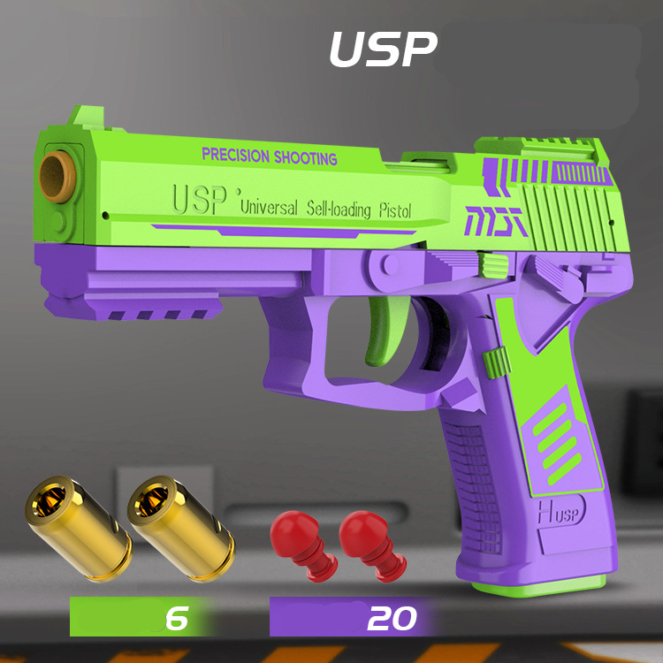 Simulation toy gun modeled after the Colt 1911, made of durable ABS plastic with a continuous shell-pushing mechanism