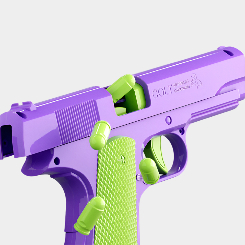 Simulation toy gun modeled after the Colt 1911, made of durable ABS plastic with a continuous shell-pushing mechanism